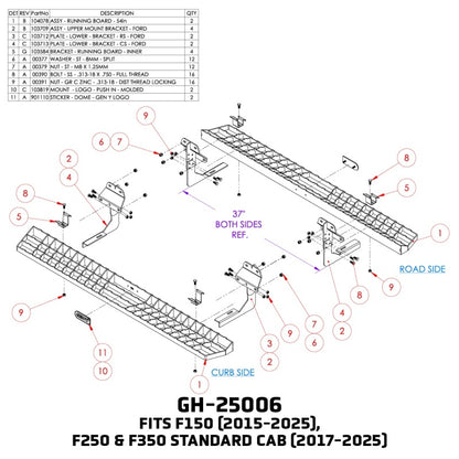 GEN-Y Hitch Gen-Y 15-25 Ford F-150/17-24 Ford F-250/F-350 Standard Cab Running Boards