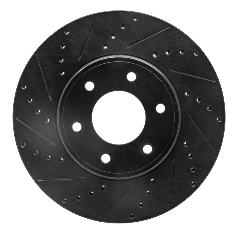 R1 Concepts R1 06-09 Chevrolet Trailblazer Front Left Drilled & Slotted Black Brake Rotor