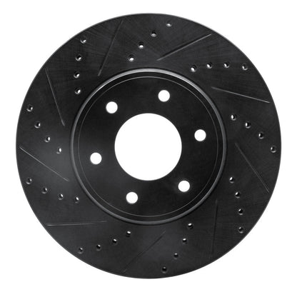 R1 Concepts R1 06-09 Chevrolet Trailblazer Front Left Drilled & Slotted Black Brake Rotor