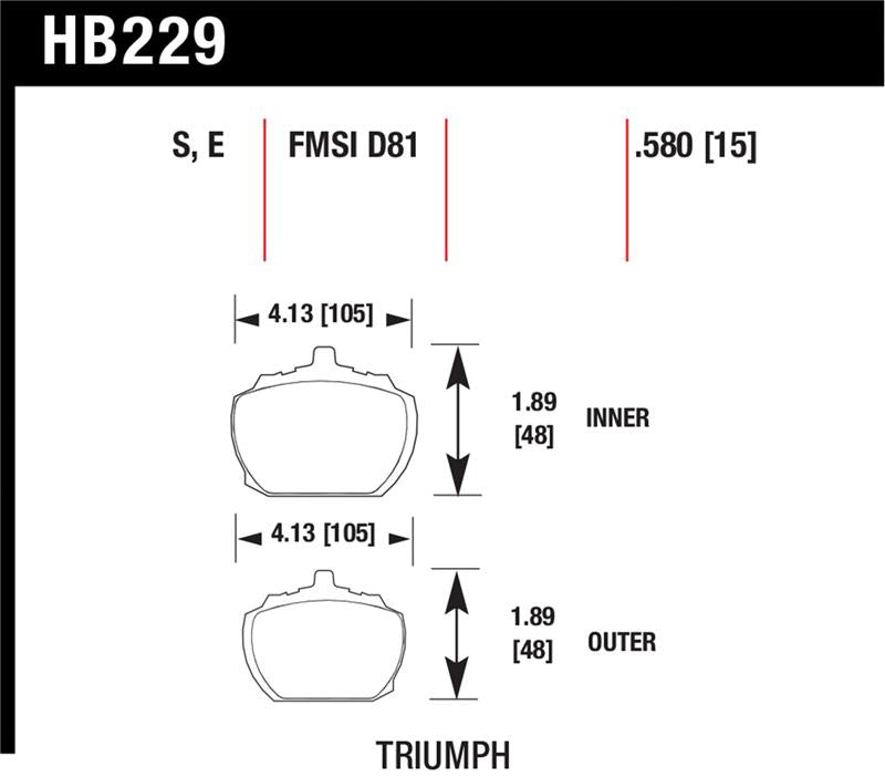 Hawk Performance Hawk70-73 Triumph Stag Blue 9012 Race Front Brake Pads