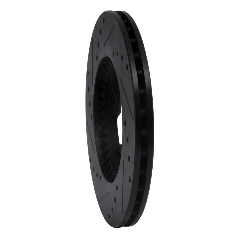 R1 Concepts R1 79-83 Nissan 280ZX Front Right Drilled & Slotted Black Brake Rotor