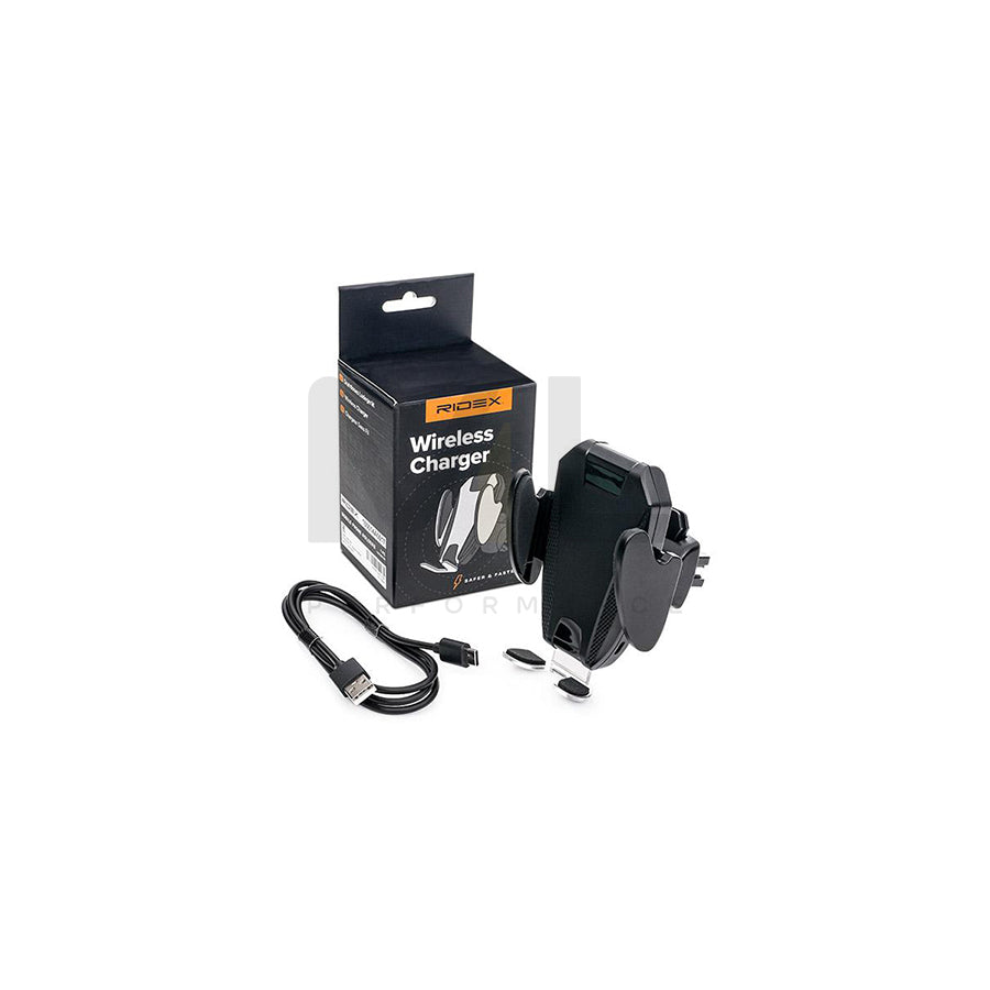 RIDEX 100014A0017 Car phone holder 60-85 mm, with wireless charger, air vent, with USB plug (type C), universal