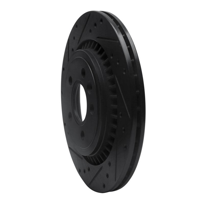 R1 Concepts R1 07-18 Volvo XC70 Rear Left Drilled & Slotted Black Brake Rotor