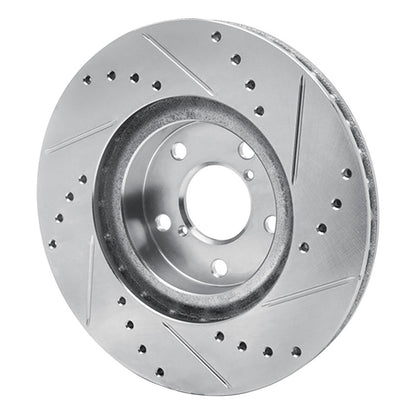 R1 Concepts R1 17-23 Subaru Impreza Front Left Drilled & Slotted Silver Brake Rotor