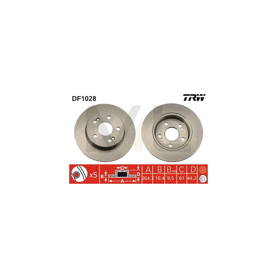 TRW DF1028 Brake Disc Solid, Painted  - 1 piece