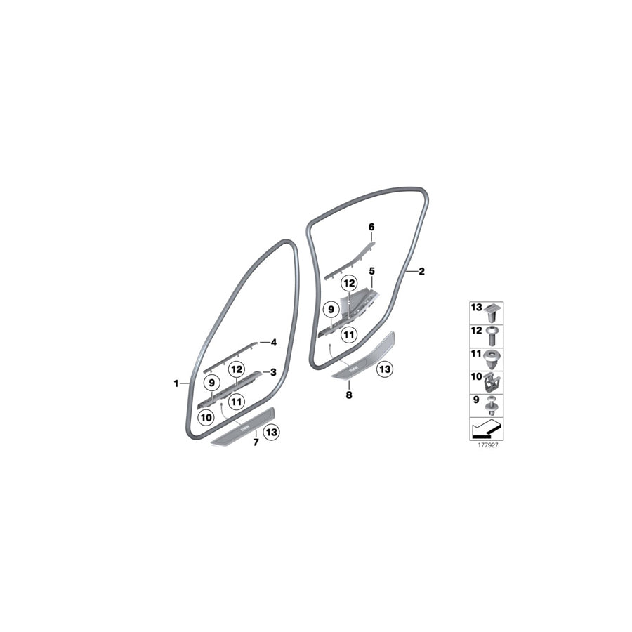Genuine BMW 51479172758 F01 F04 F02 Cover, Trim Strip, Front Right OYSTER (Inc. 760Li, 730Ld & Hybrid 7L)