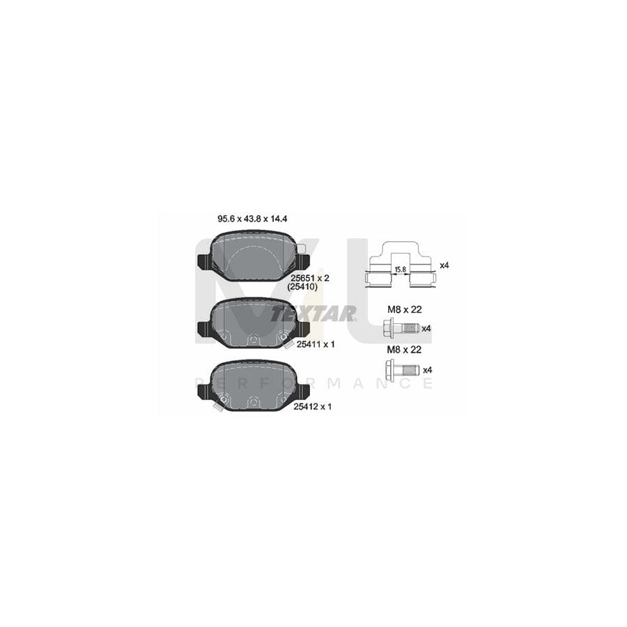 TEXTAR 2541001 Brake pad set with acoustic wear warning, with brake caliper screws, with accessories
