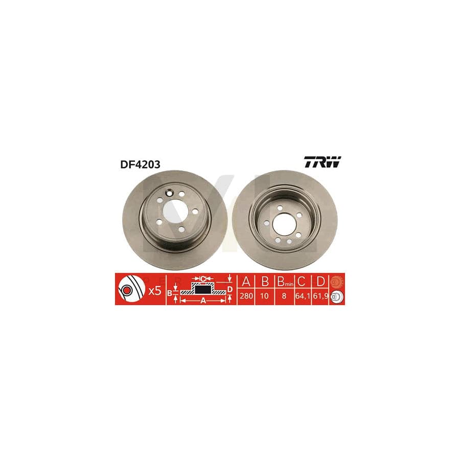 TRW DF4203 Brake Disc Solid, Painted  - 1 piece