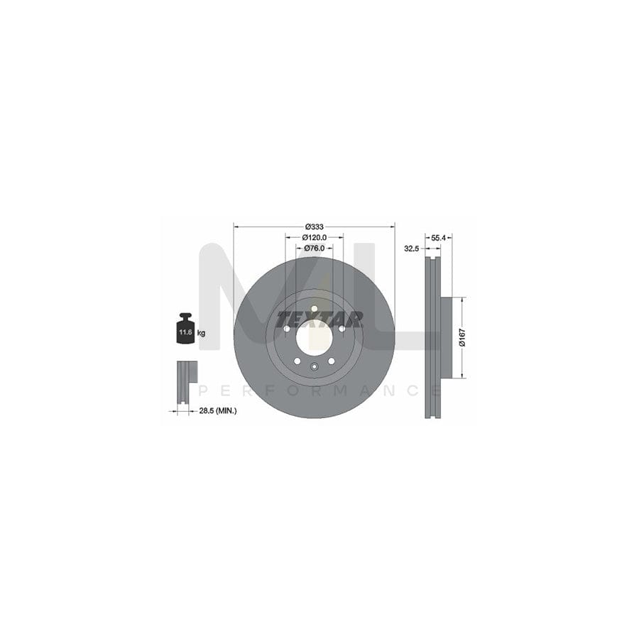 TEXTAR 92121300 Brake Disc Internally Vented, without wheel hub, without wheel studs  - 1 piece