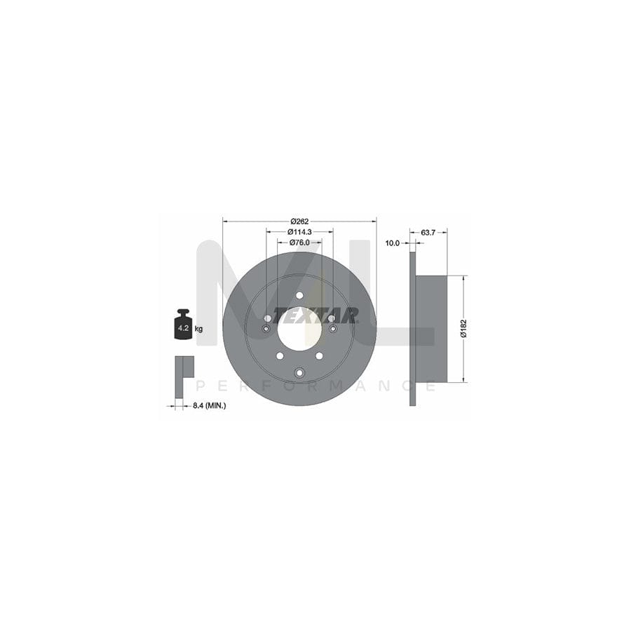 TEXTAR PRO 92226003 Brake Disc Solid, Coated, without wheel hub, without wheel studs  - 1 piece