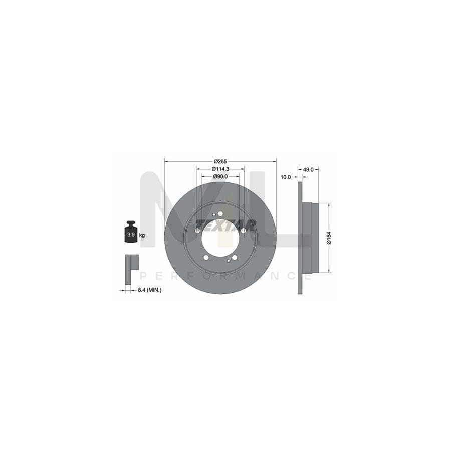 TEXTAR 92063100 Brake Disc Solid, without wheel hub, without wheel studs  - 1 piece