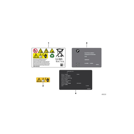 Genuine BMW 12377626091 G11 F45 Warning Sign, High-Volt.Battery Small (Inc. i8, 330e & 745e)