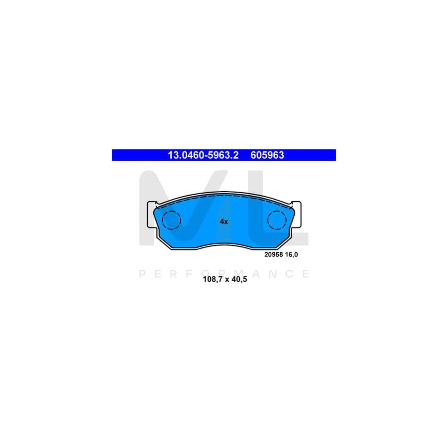 ATE 13.0460-5963.2 Brake pad set excl. wear warning contact, not prepared for wear indicator