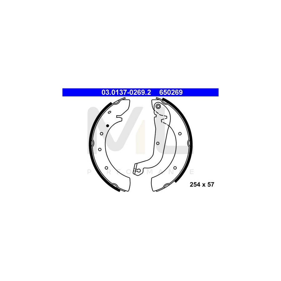ATE 03.0137-0269.2 Brake Shoe Set with lever