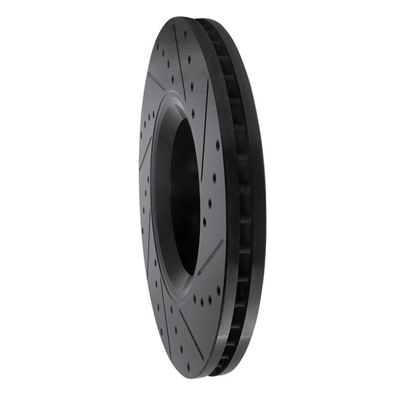 R1 Concepts R1 05-11 Audi A6 Quattro Front Left Drilled & Slotted Black Brake Rotor