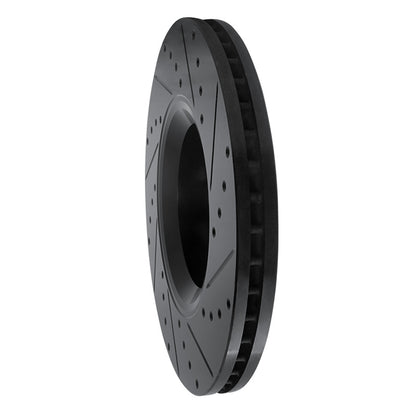 R1 Concepts R1 05-11 Audi A6 Quattro Front Left Drilled & Slotted Black Brake Rotor