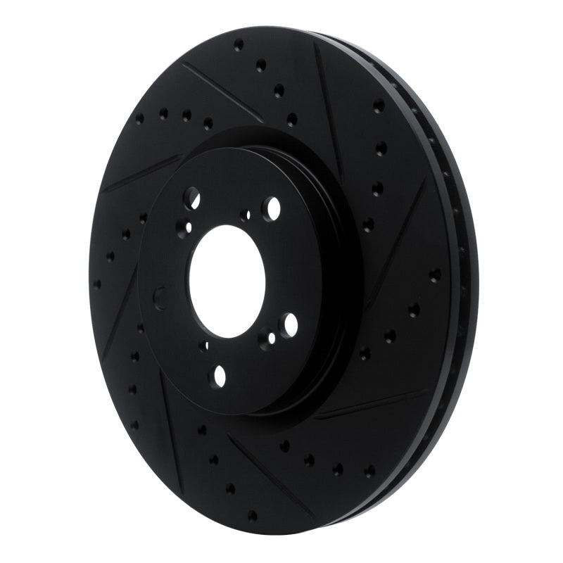 R1 Concepts R1 06-14 Honda Ridgeline Front Right Drilled & Slotted Black Brake Rotor