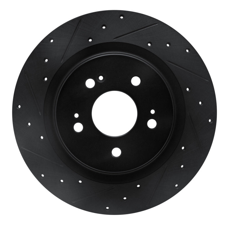 R1 Concepts R1 18-25 Honda Odyssey Rear Left Drilled & Slotted Black Brake Rotor