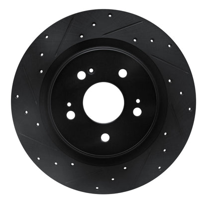 R1 Concepts R1 18-25 Honda Odyssey Rear Left Drilled & Slotted Black Brake Rotor