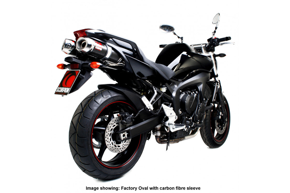 Scorpion EYA84SEM Yamaha Factory Round Slip-On (Pair) - Polished Stainless Steel Sleeve (FZ6 / FZS600 Fazer) | ML Performance UK UK
