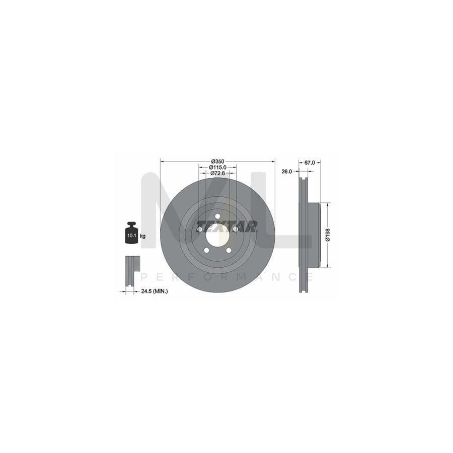TEXTAR PRO 92235503 Brake Disc Internally Vented, Coated, without wheel hub, without wheel studs  - 1 piece