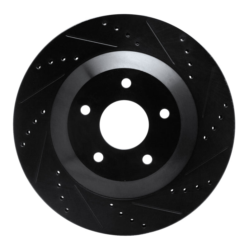 R1 Concepts R1 97-09 Cadillac XLR Left Front Drilled & Slotted Black Brake Rotor