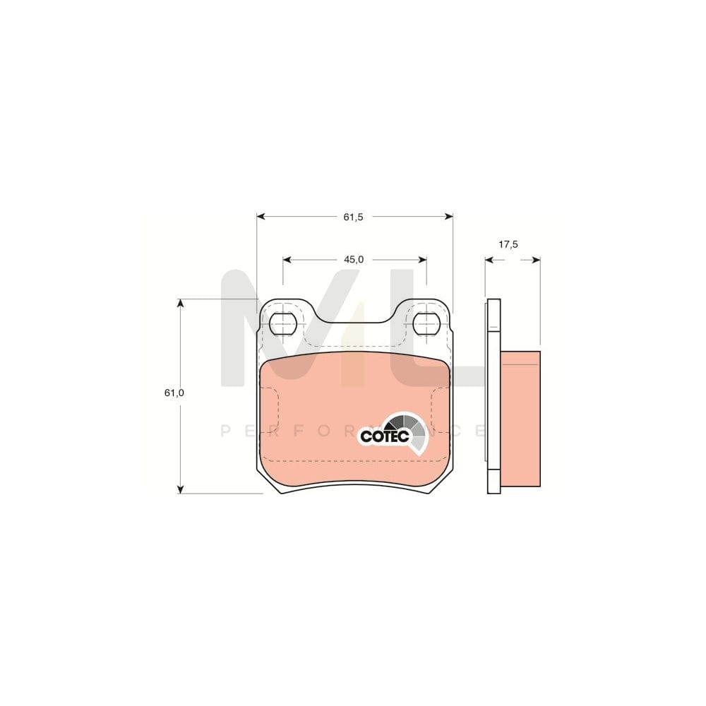 TRW Cotec Gdb1302 Brake Pad Set Not Prepared For Wear Indicator