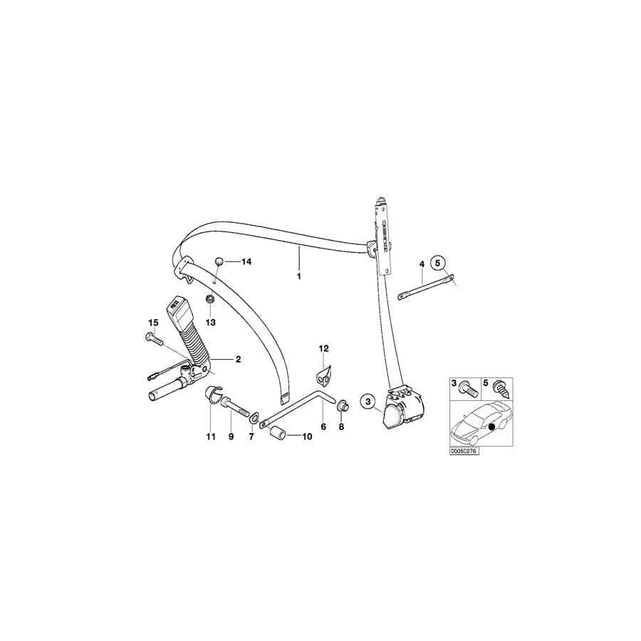 Genuine BMW 72117068243 E46 Lft Frnt Upper Belt With Force Limiter (Inc. 320Ci, 320Cd & M3 CSL)