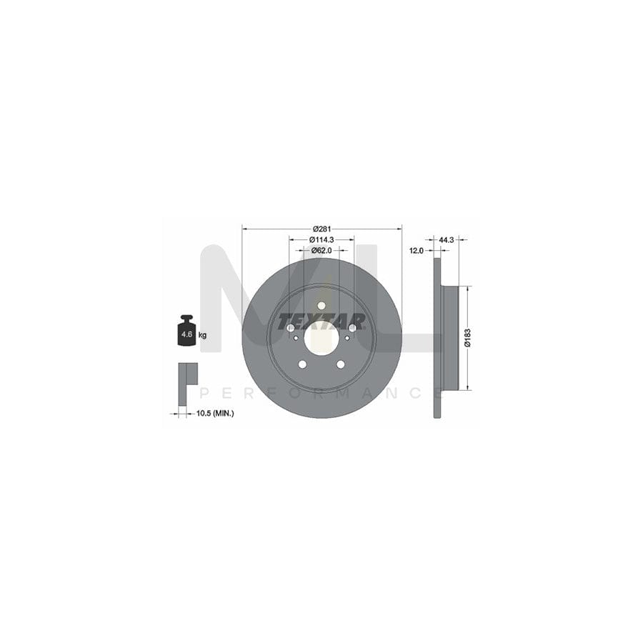 TEXTAR 92301403 Brake Disc Solid, Coated, without wheel hub, without wheel studs  - 1 piece