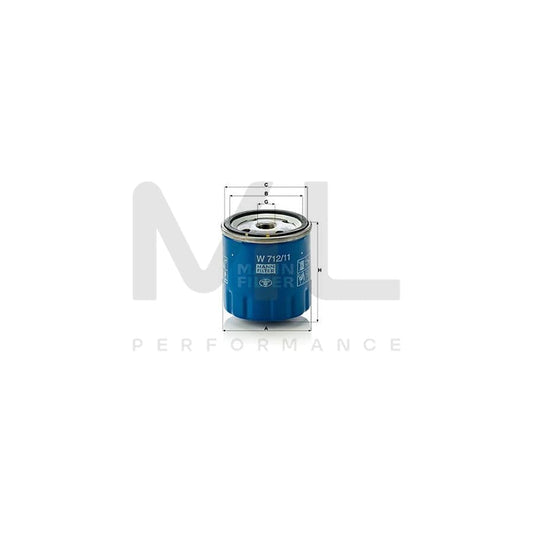 MANN-FILTER W 712/11 Oil Filter Spin-on Filter, with one anti-return valve
