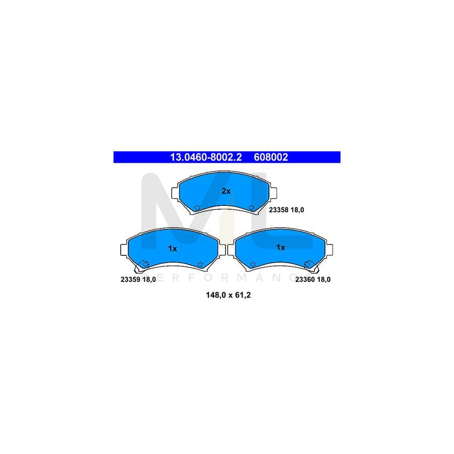 ATE 13.0460-8002.2 Brake pad set with acoustic wear warning