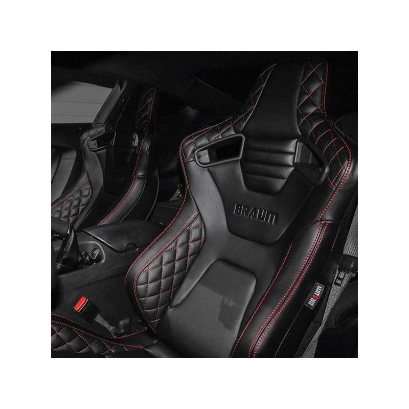BRAUM Elite-X Series Racing Seats ( Diamond Ed. - Red Piping ) – Pair