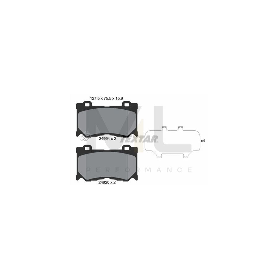 TEXTAR 2499401 Brake pad set with acoustic wear warning