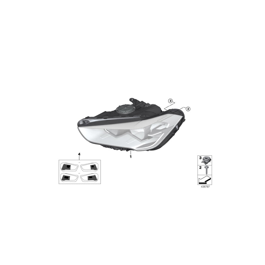 Genuine BMW 63117346536 F48 Headlight, Halogen, Right RHD (Inc. X1 16d, X1 18d & X1 25dX)