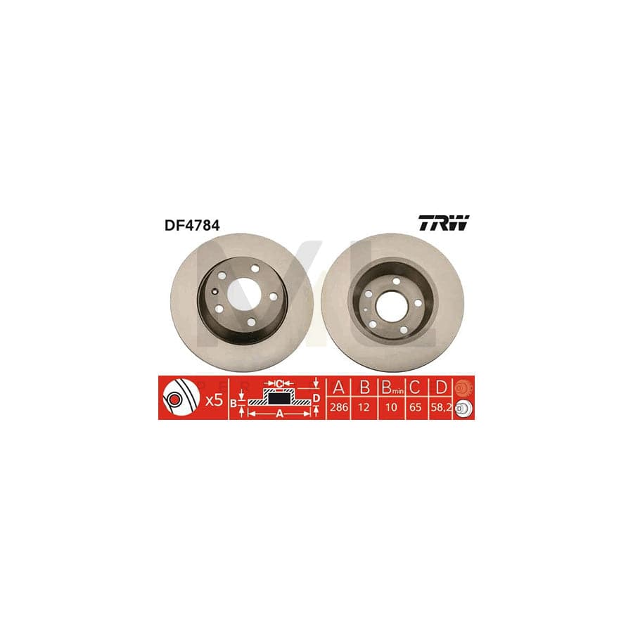TRW DF4784 Brake Disc for AUDI TT Solid, Painted  - 1 piece