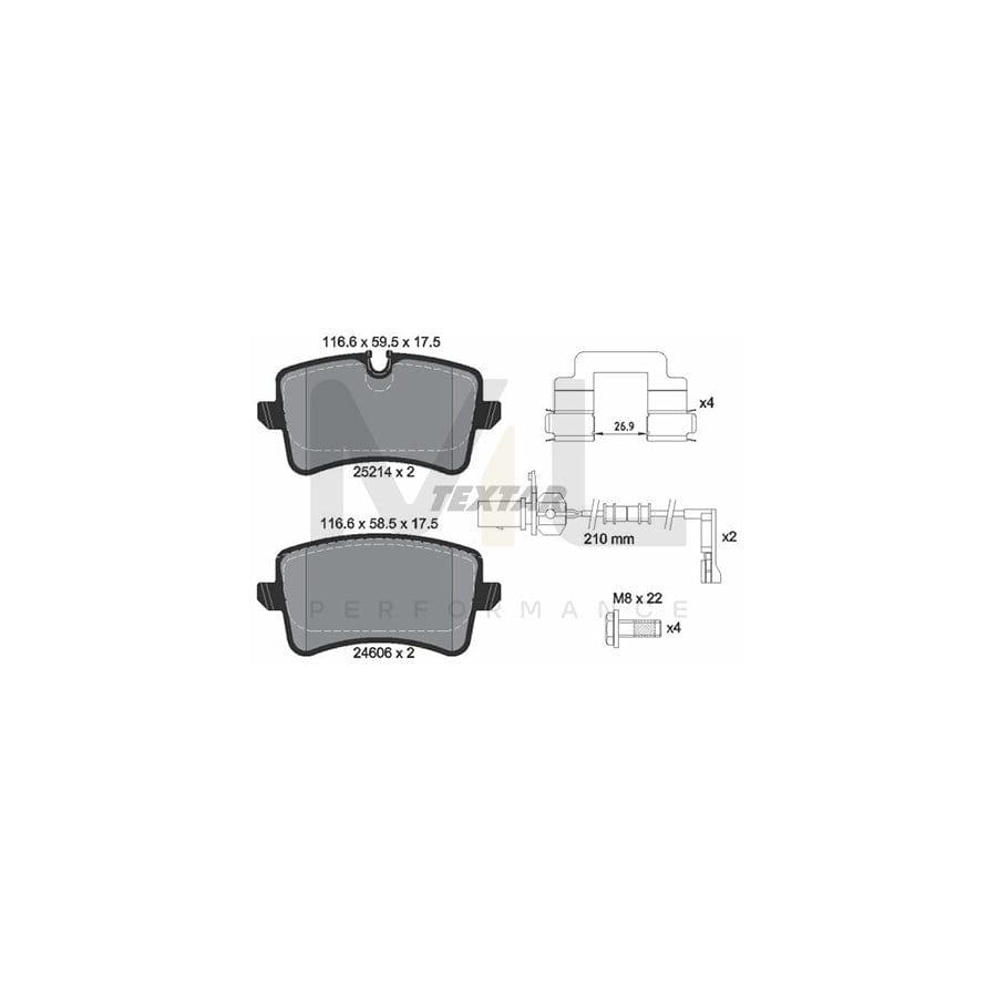 TEXTAR 2521403 Brake pad set incl. wear warning contact