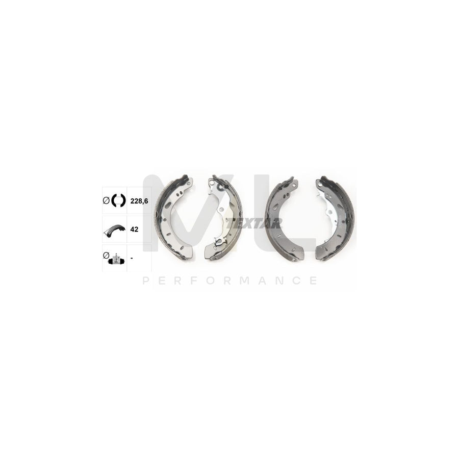 TEXTAR 91079800 Brake Shoe Set with handbrake lever