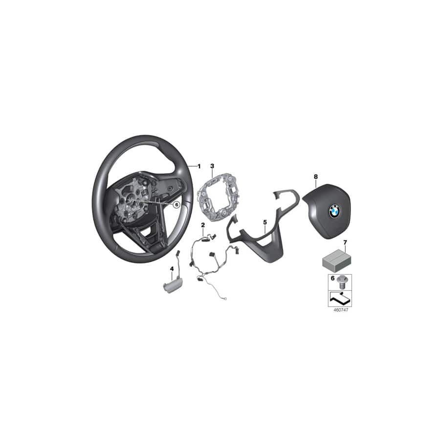 Genuine BMW 32309496642 G11 G12 Decor Trim Cover, Steering Wheel SCHWARZ (Inc. M760LiX, 750LdX & 730LdX)