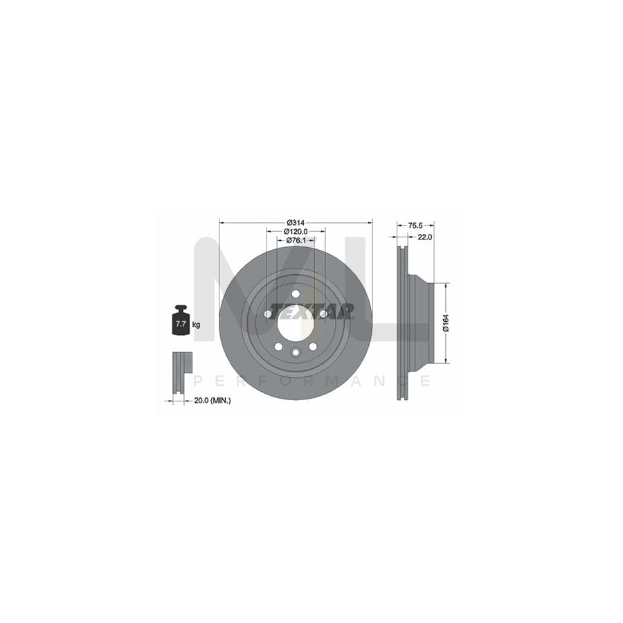 TEXTAR 92121900 Brake Disc Externally Vented, without wheel hub, without wheel studs  - 1 piece