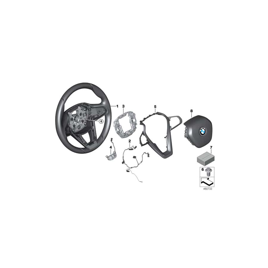 Genuine BMW 32308746846 G12 G11 Decor Trim Cover, Steering Wheel SCHWARZ (Inc. 750LiX 4.4, 740Le & 745Le)