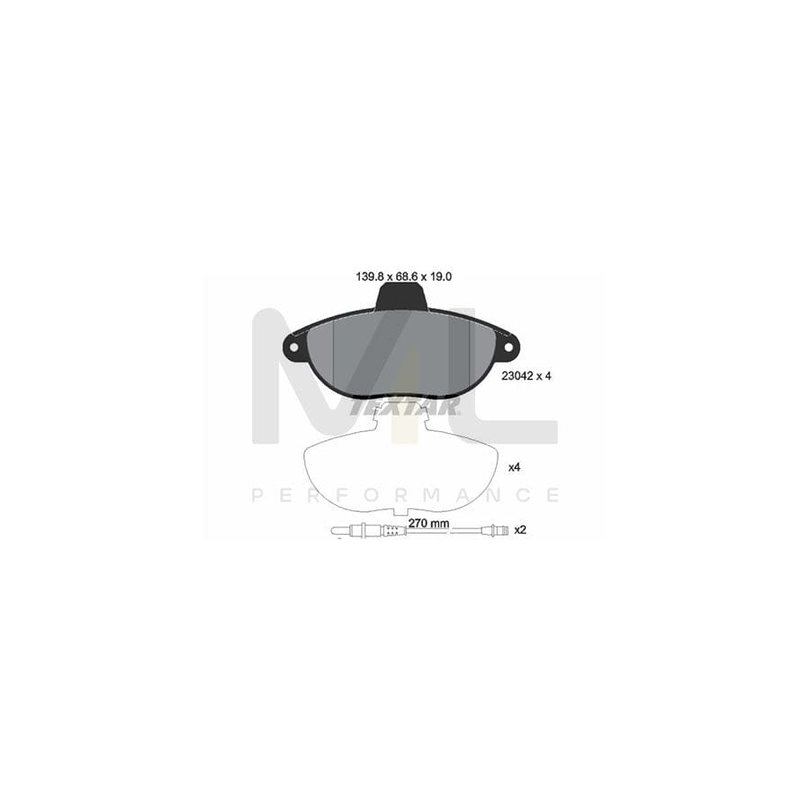 TEXTAR 2304201 Brake pad set with integrated wear warning contact
