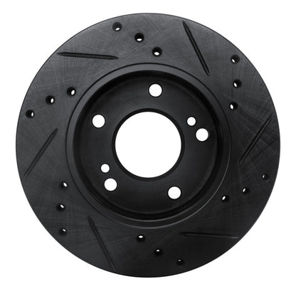 R1 Concepts R1 96-98 Nissan 240SX Front Left Drilled & Slotted Black Brake Rotor
