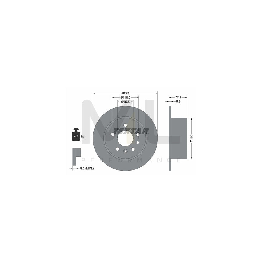 TEXTAR 92066300 Brake Disc Solid, without wheel hub, without wheel studs  - 1 piece
