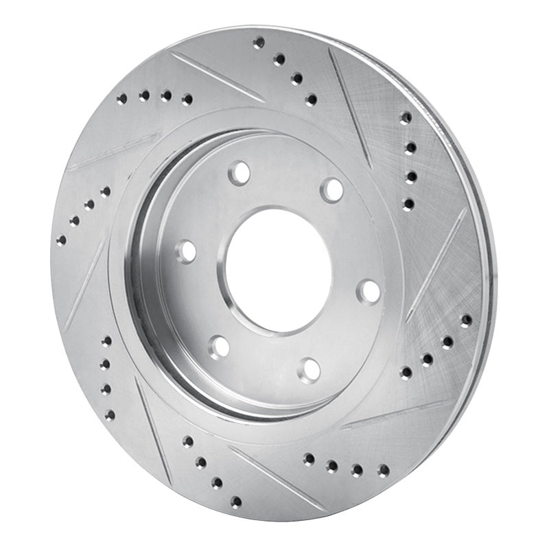 R1 Concepts R1 05-07 Infiniti QX56 Front Left Drilled & Slotted Silver Brake Rotor
