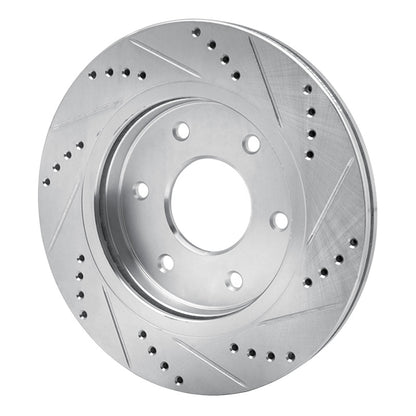 R1 Concepts R1 05-07 Infiniti QX56 Front Left Drilled & Slotted Silver Brake Rotor