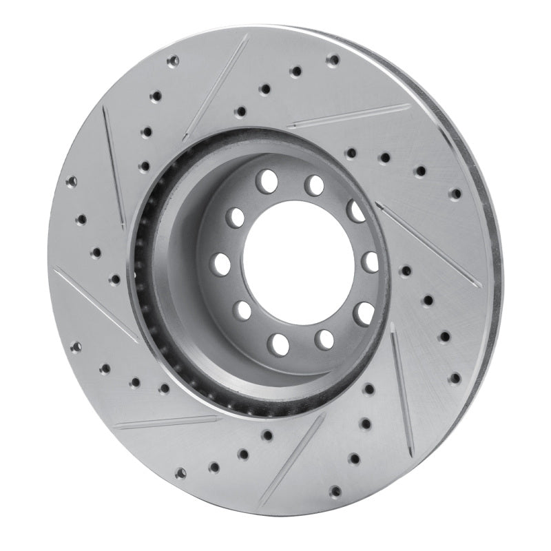 R1 Concepts R1 85-91 Mercedes-Benz 560SEC Front Right Drilled & Slotted Silver Brake Rotor