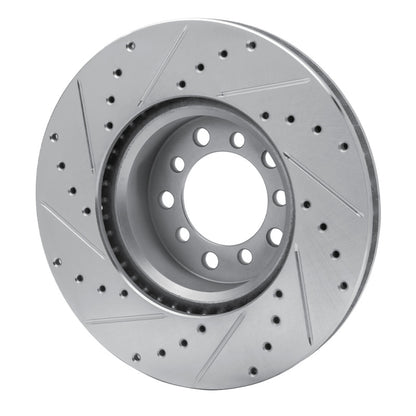 R1 Concepts R1 85-91 Mercedes-Benz 560SEC Front Right Drilled & Slotted Silver Brake Rotor