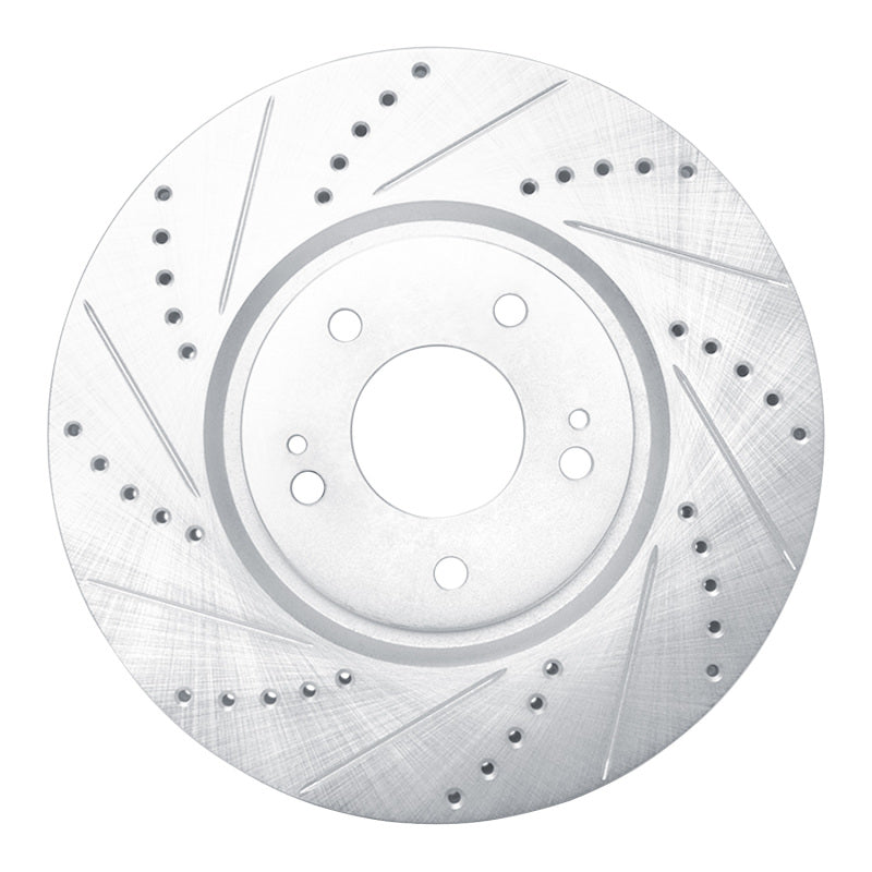 R1 Concepts R1 03-06 Mitsubishi Lancer Front Left Drilled & Slotted Silver Brake Rotor