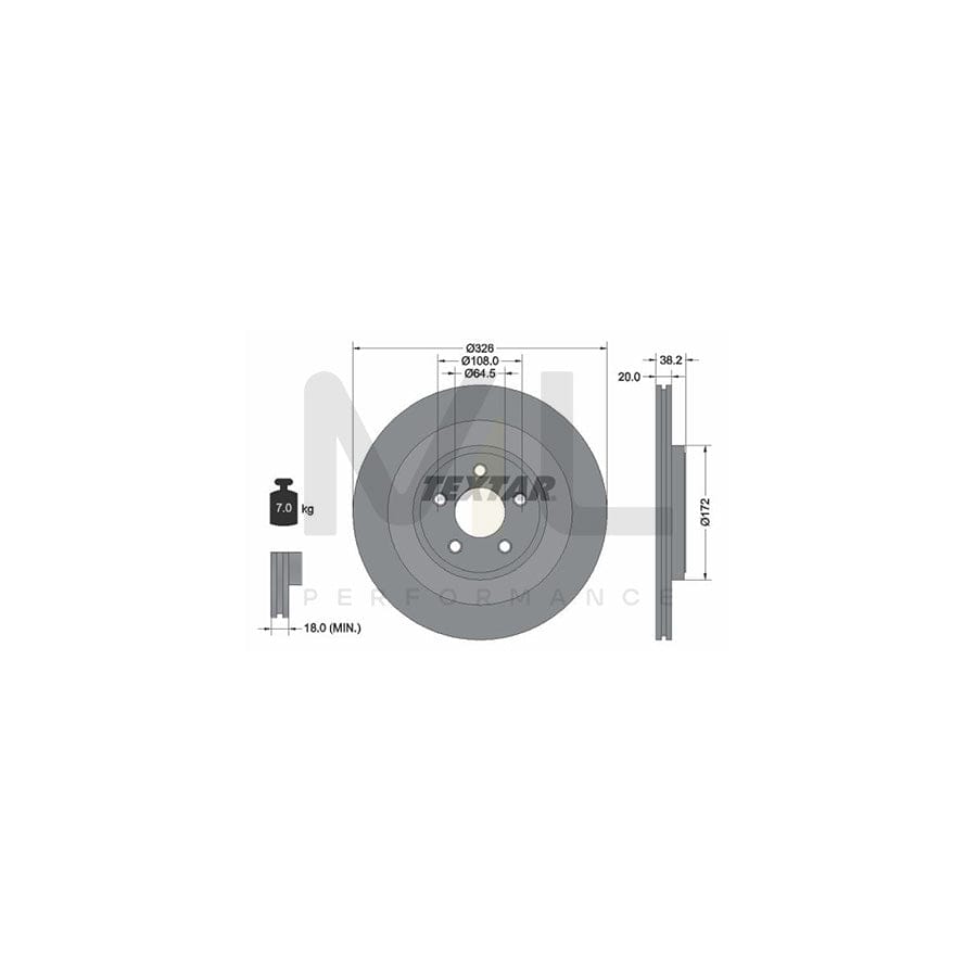 TEXTAR PRO 92178003 Brake Disc Internally Vented, Coated, without wheel hub, without wheel studs  - 1 piece