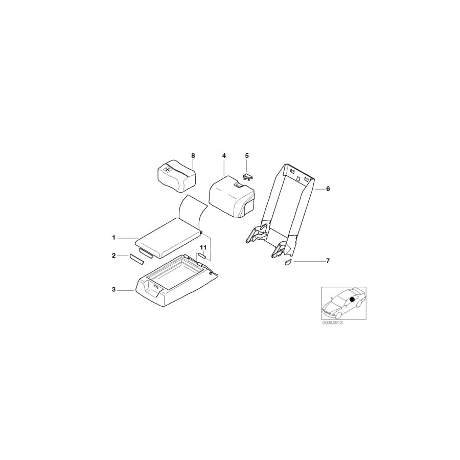 Genuine BMW 52208199855 E38 Armrest Upper Leather N6SN,N8SN BEIGE (Inc. 740iLP, 735iL & 730iL)